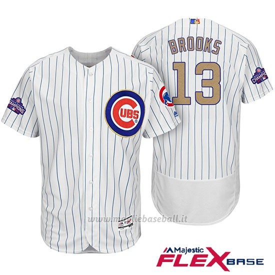 Maglia Baseball Uomo Chicago Cubs 13 Aaron Brooks Bianco Or Program Flex Base